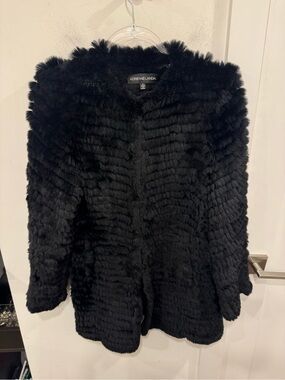 Adrienne Landau Black Faux Fur Teddy Jacket